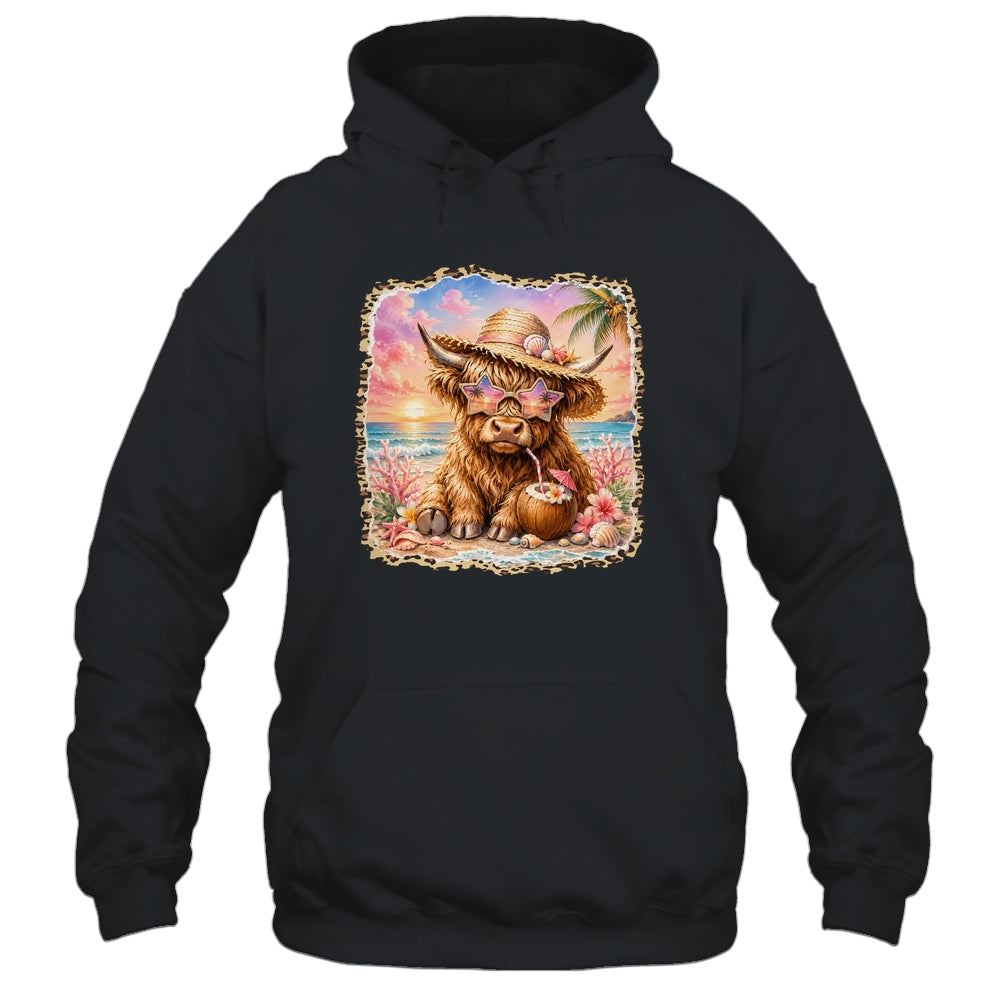 Highland Cow Cute Cow Summer Vibes Leopard Women Girl Shirt & Tank Top | teecentury