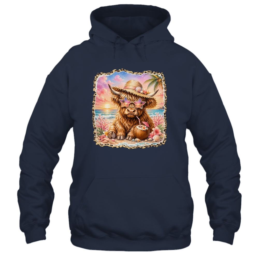 Highland Cow Cute Cow Summer Vibes Leopard Women Girl Shirt & Tank Top | teecentury