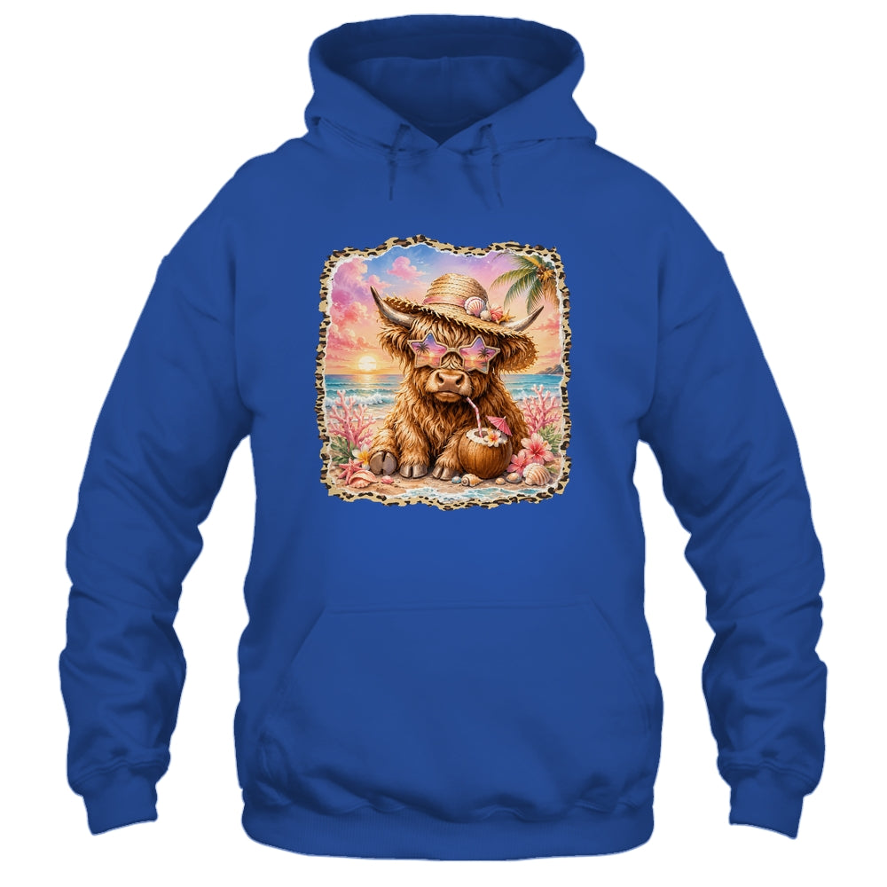 Highland Cow Cute Cow Summer Vibes Leopard Women Girl Shirt & Tank Top | teecentury