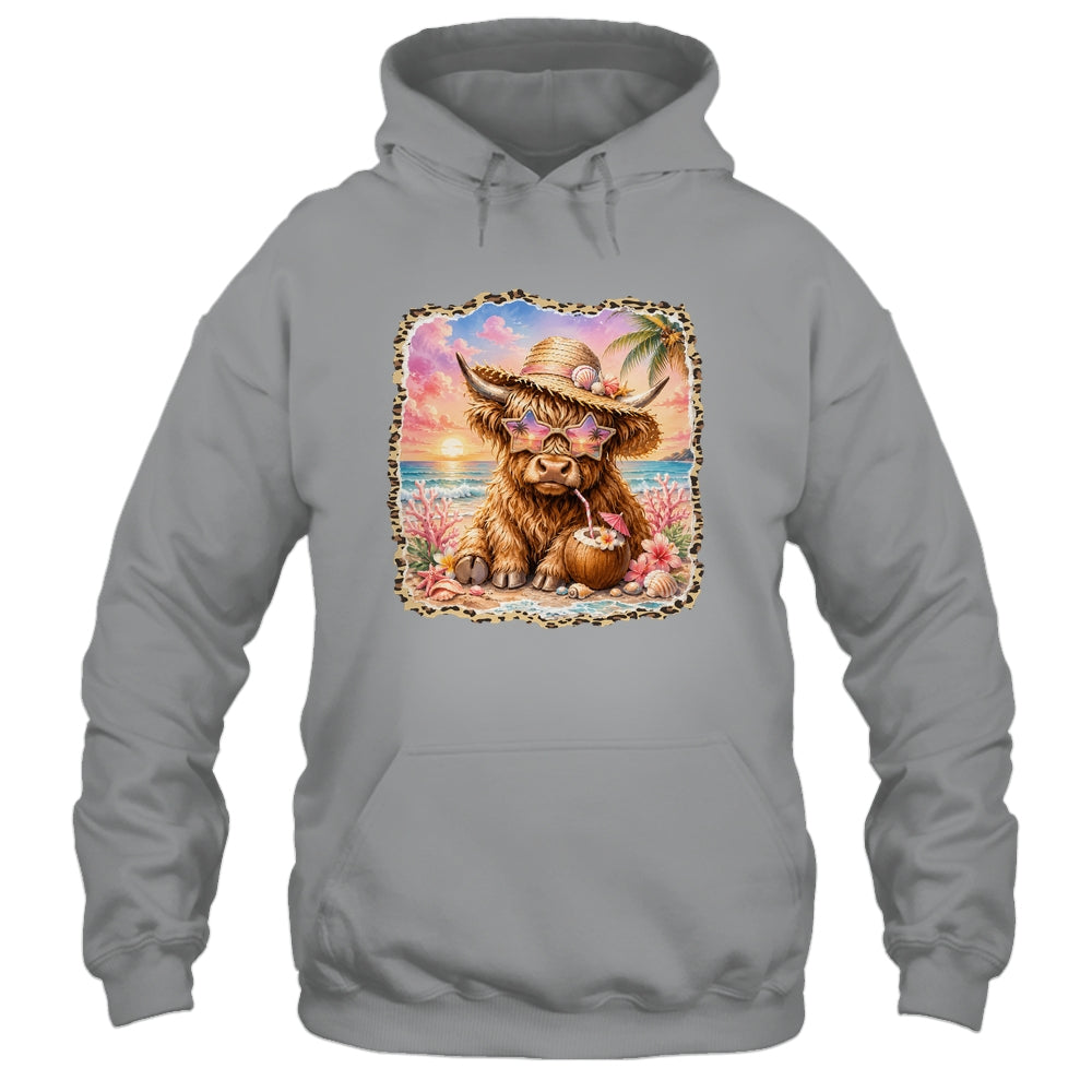 Highland Cow Cute Cow Summer Vibes Leopard Women Girl Shirt & Tank Top | teecentury