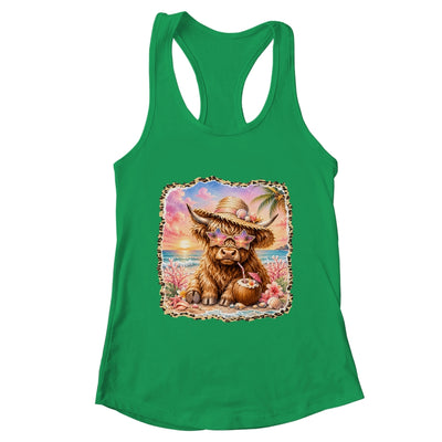 Highland Cow Cute Cow Summer Vibes Leopard Women Girl Shirt & Tank Top | teecentury