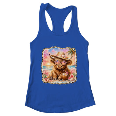 Highland Cow Cute Cow Summer Vibes Leopard Women Girl Shirt & Tank Top | teecentury