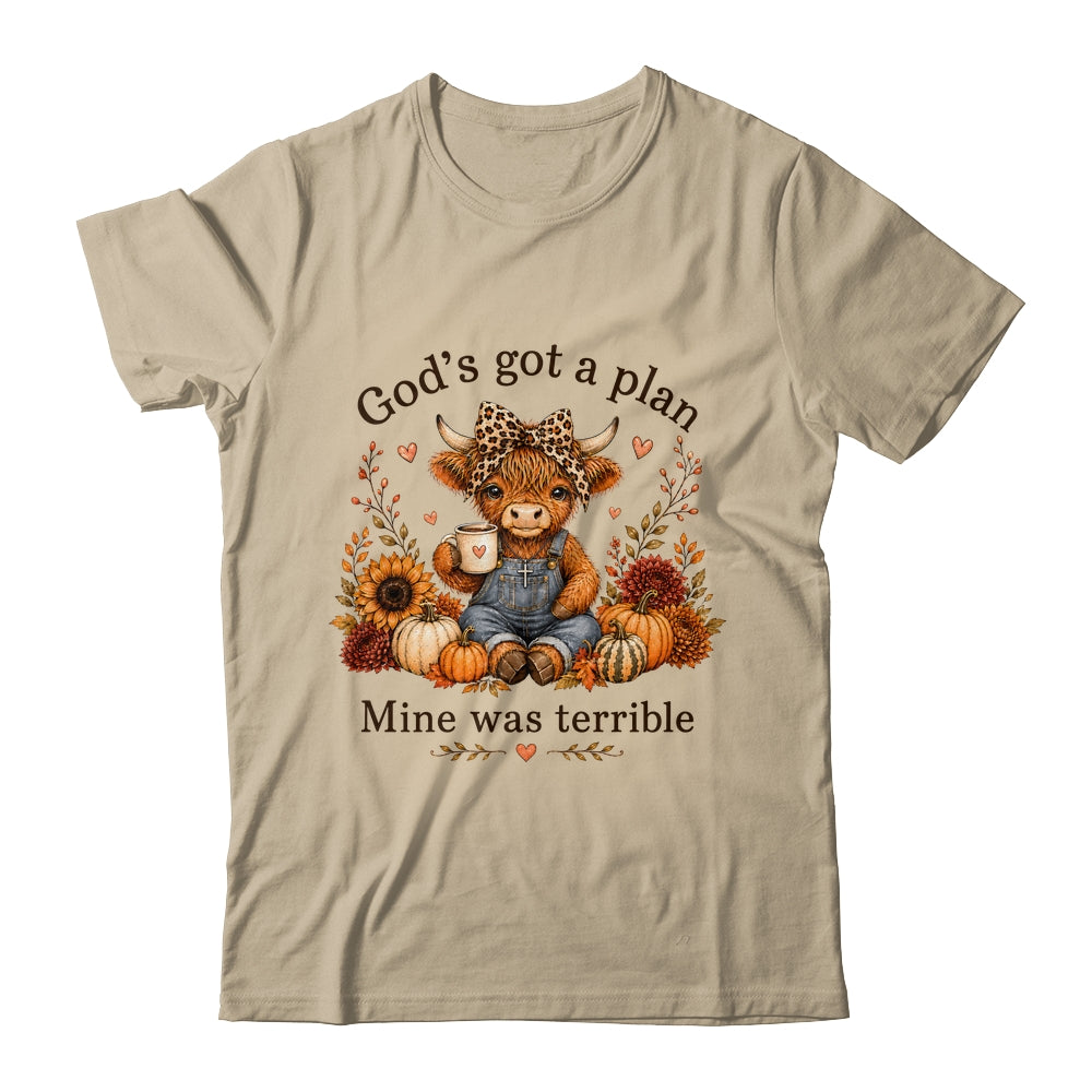 Highland Cow Funny Christian Trust God'S A Plan Faith Bible Shirt & Sweatshirt | teecentury