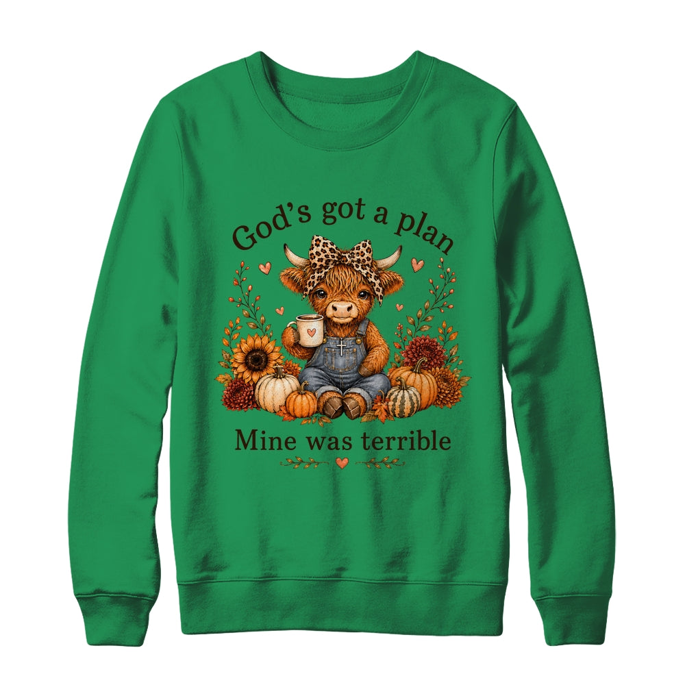 Highland Cow Funny Christian Trust God'S A Plan Faith Bible Shirt & Sweatshirt | teecentury