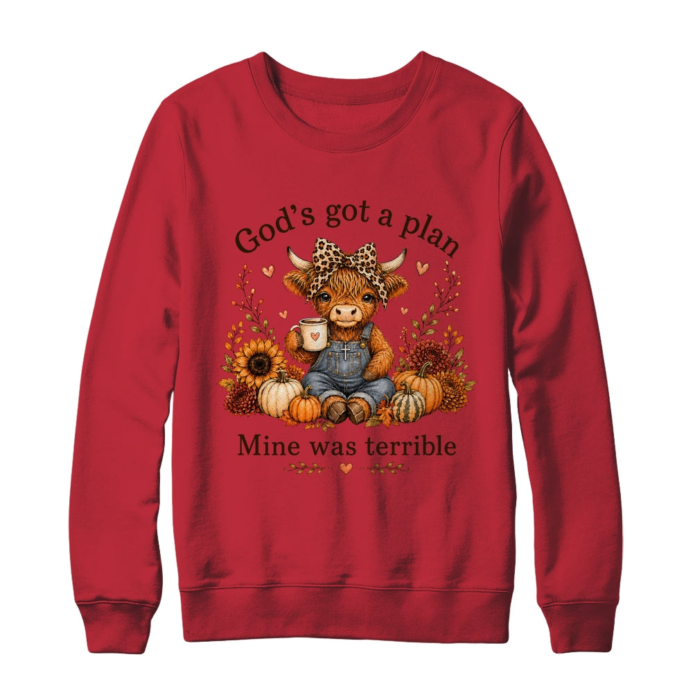 Highland Cow Funny Christian Trust God'S A Plan Faith Bible Shirt & Sweatshirt | teecentury