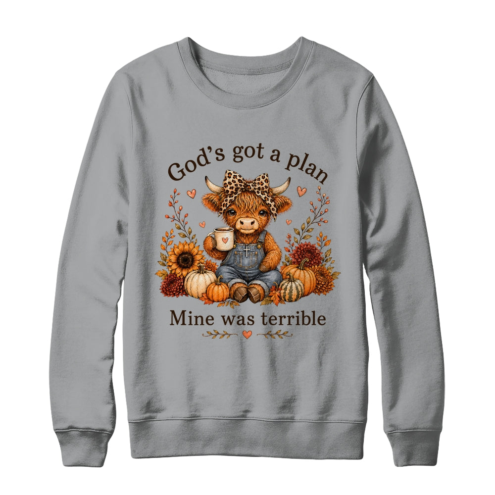 Highland Cow Funny Christian Trust God'S A Plan Faith Bible Shirt & Sweatshirt | teecentury
