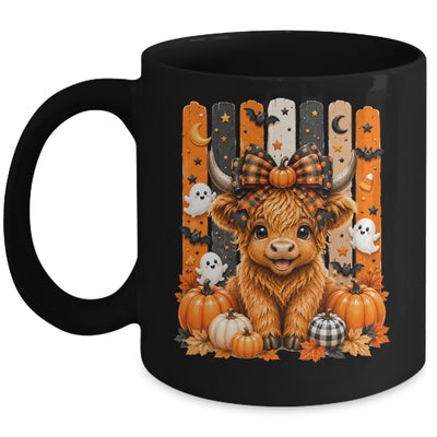 Highland Cow Halloween Spooky Fall Cow Pumpkins Bows Ghosts Mug | teecentury