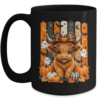 Highland Cow Halloween Spooky Fall Cow Pumpkins Bows Ghosts Mug | teecentury