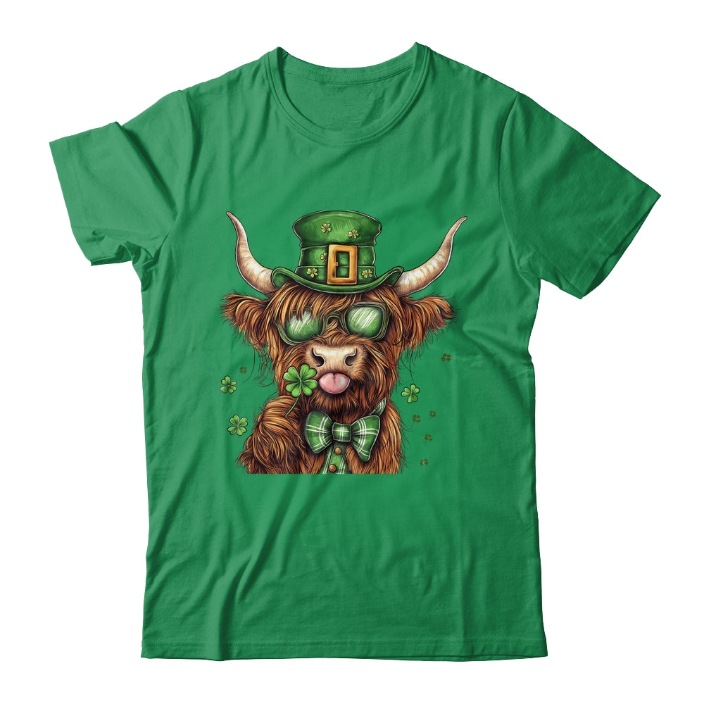Highland Cow St. Patrick's Day Retro Coquette St Patty's Day Shirt & Sweatshirt | teecentury