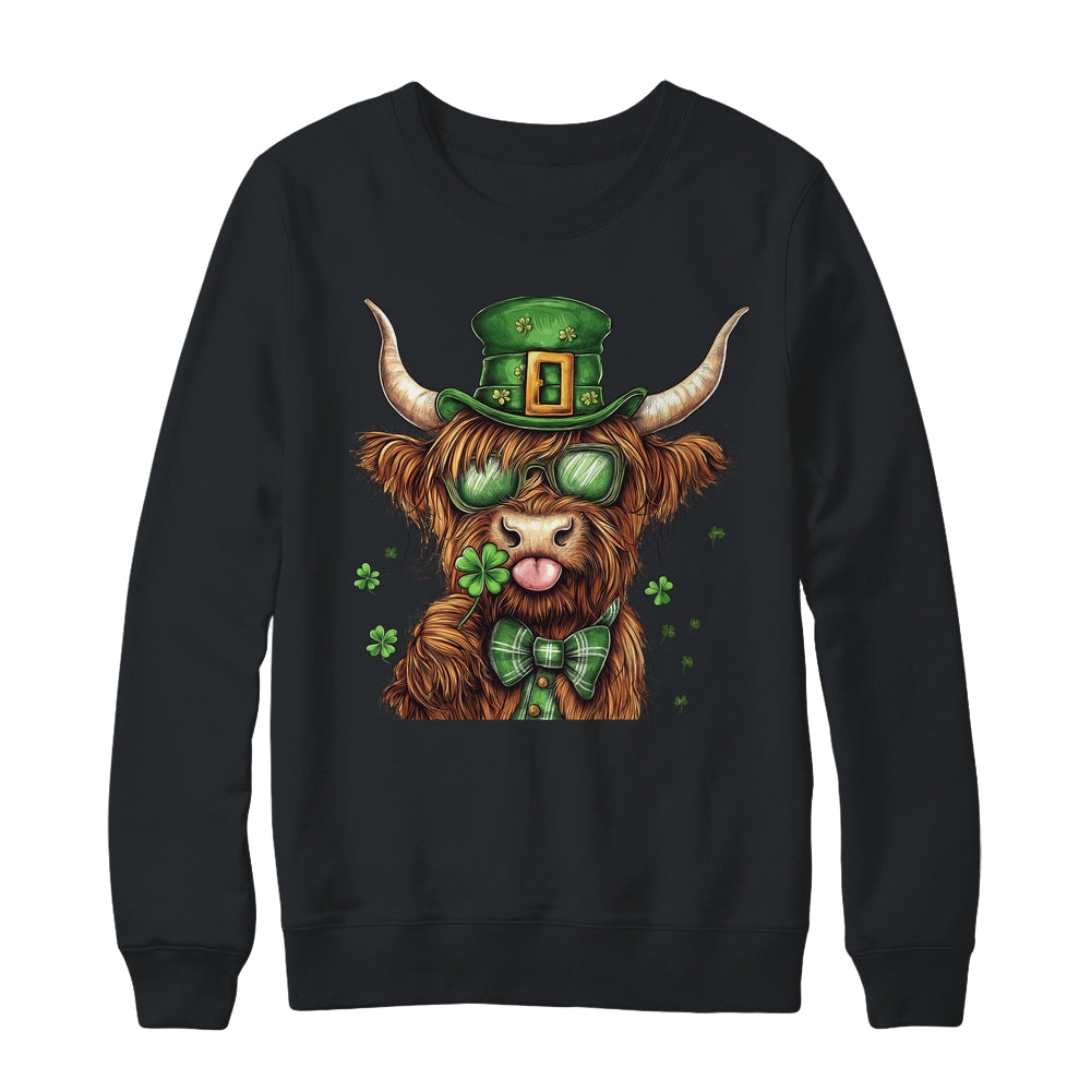 Highland Cow St. Patrick's Day Retro Coquette St Patty's Day Shirt & Sweatshirt | teecentury