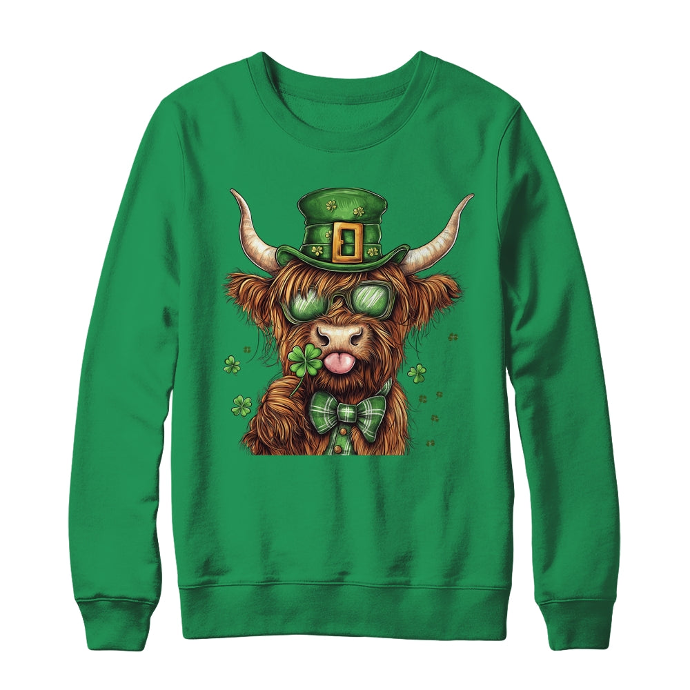 Highland Cow St. Patrick's Day Retro Coquette St Patty's Day Shirt & Sweatshirt | teecentury
