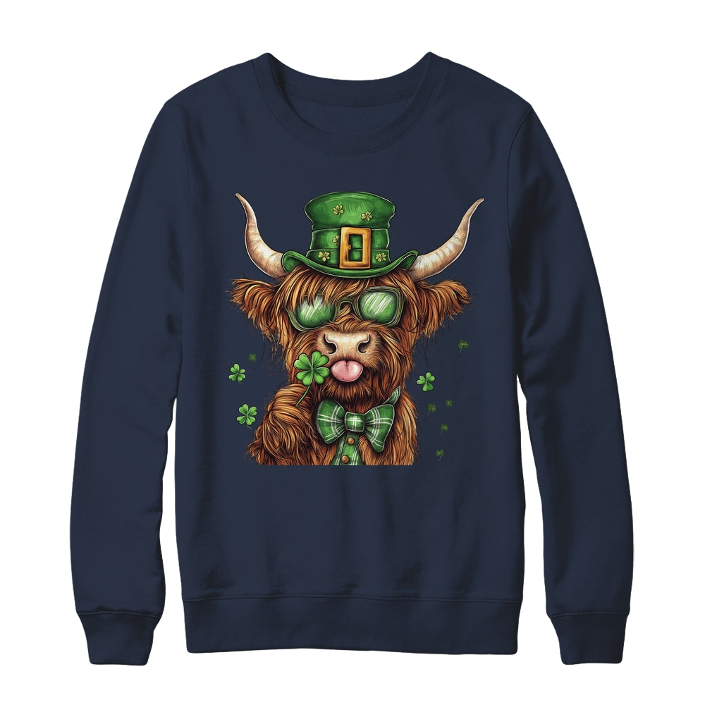 Highland Cow St. Patrick's Day Retro Coquette St Patty's Day Shirt & Sweatshirt | teecentury