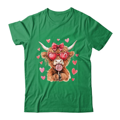 Highland Cow Valentine Coquette Valentine's Day Retro Heart Shirt & Sweatshirt | teecentury