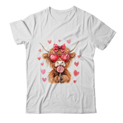 Highland Cow Valentine Coquette Valentine's Day Retro Heart Shirt & Sweatshirt | teecentury