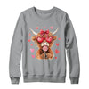 Highland Cow Valentine Coquette Valentine's Day Retro Heart Shirt & Sweatshirt | teecentury