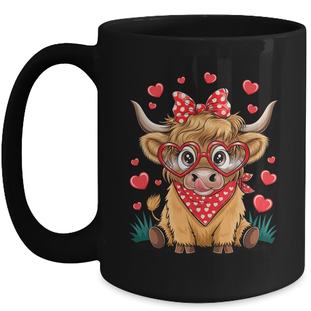Highland Cow Valentines Funny Hearts Valentine Cow Mug | teecentury