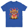 Highland Cow Valentines Funny Hearts Valentine Cow Youth Shirt | teecentury