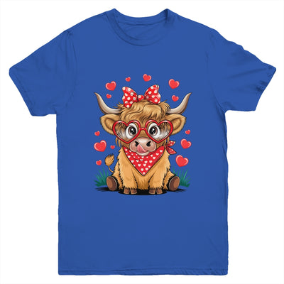 Highland Cow Valentines Funny Hearts Valentine Cow Youth Shirt | teecentury