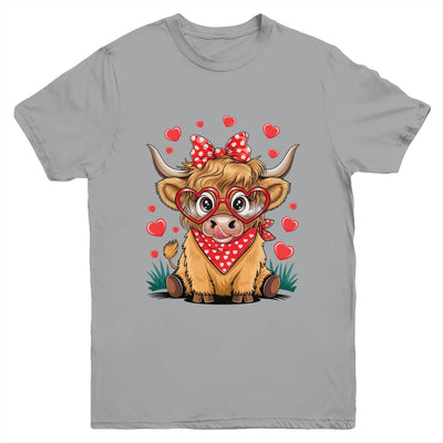 Highland Cow Valentines Funny Hearts Valentine Cow Youth Shirt | teecentury