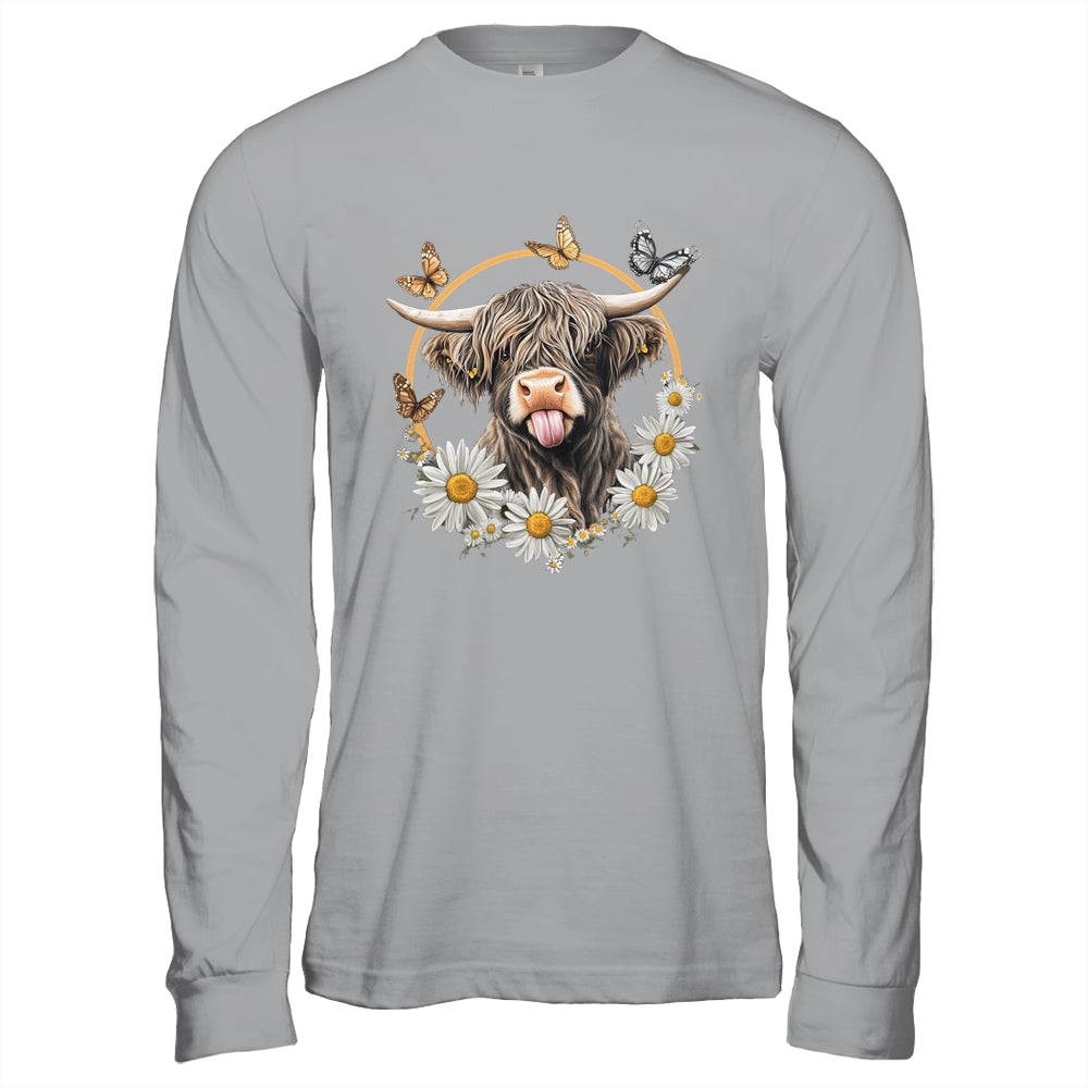 Highland Cow With Sunflower Daisies Butterflies Farm Western Shirt & Hoodie | teecentury