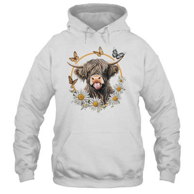 Highland Cow With Sunflower Daisies Butterflies Farm Western Shirt & Hoodie | teecentury