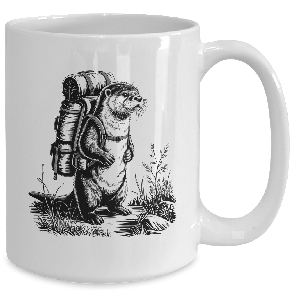 Hiking River Otter Backpacking Animals Funny Men Women Mug | teecentury