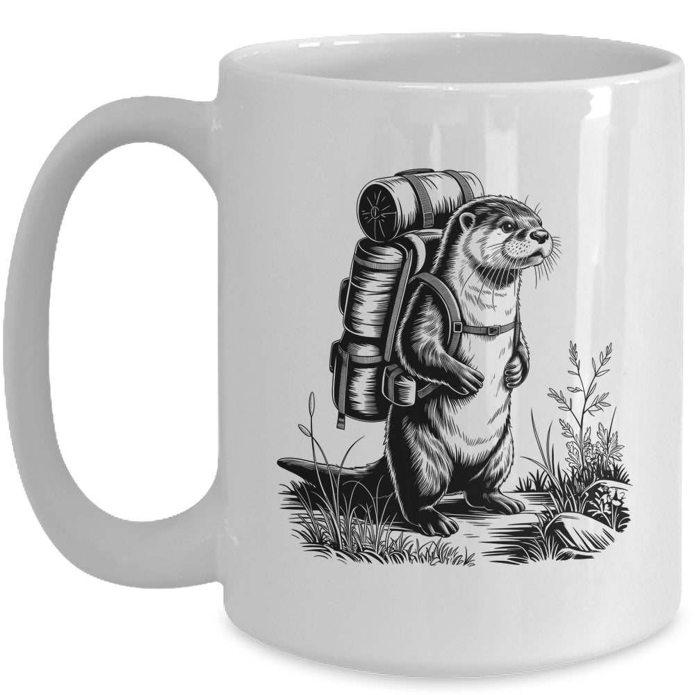 Hiking River Otter Backpacking Animals Funny Men Women Mug | teecentury