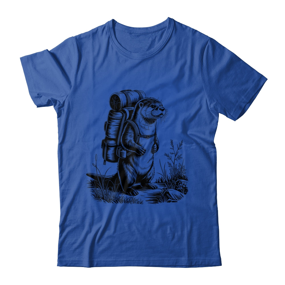Hiking River Otter Backpacking Animals Funny Men Women Shirt & Tank Top | teecentury
