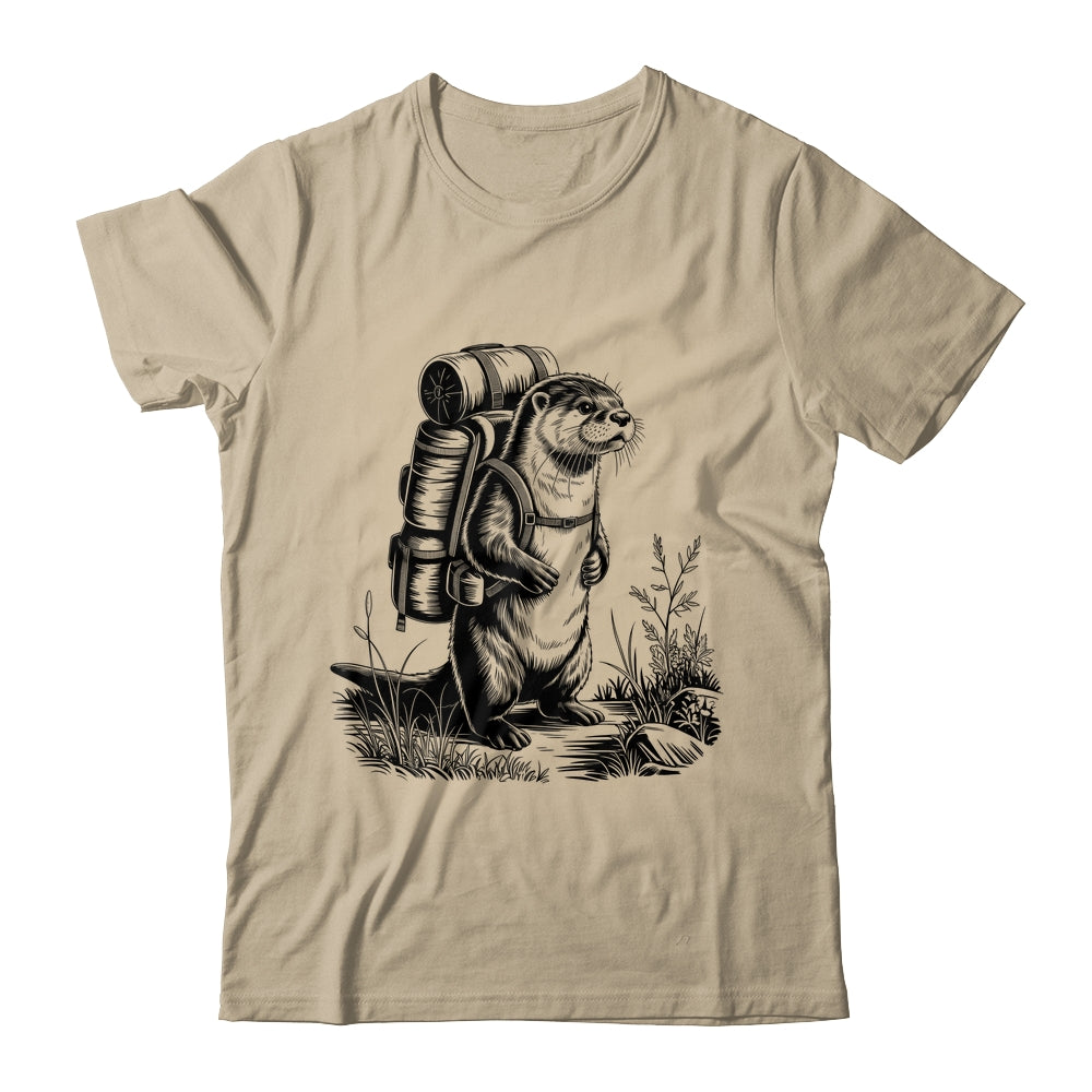 Hiking River Otter Backpacking Animals Funny Men Women Shirt & Tank Top | teecentury