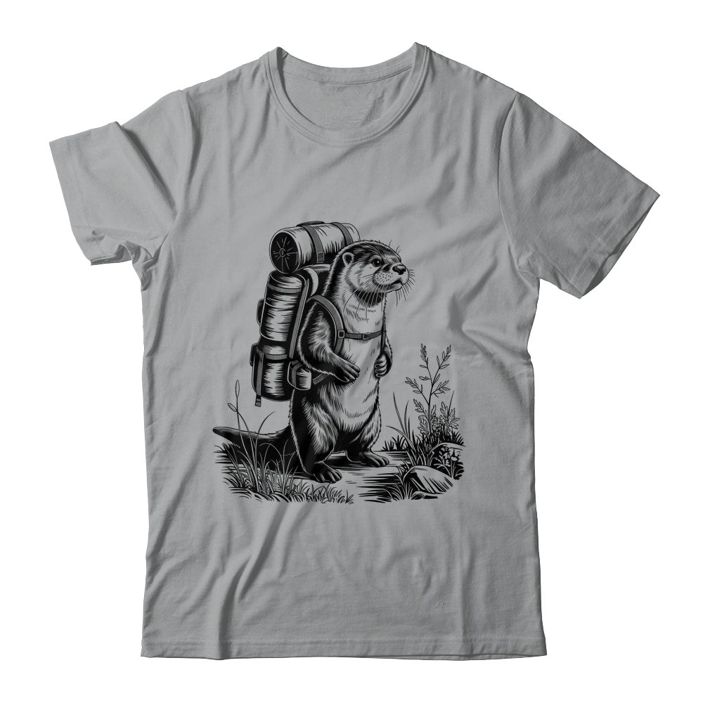 Hiking River Otter Backpacking Animals Funny Men Women Shirt & Tank Top | teecentury