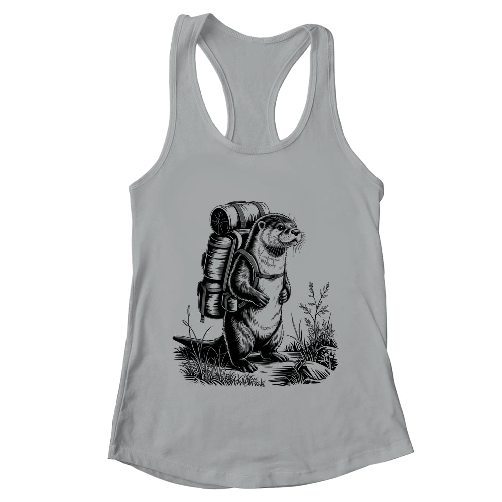 Hiking River Otter Backpacking Animals Funny Men Women Shirt & Tank Top | teecentury