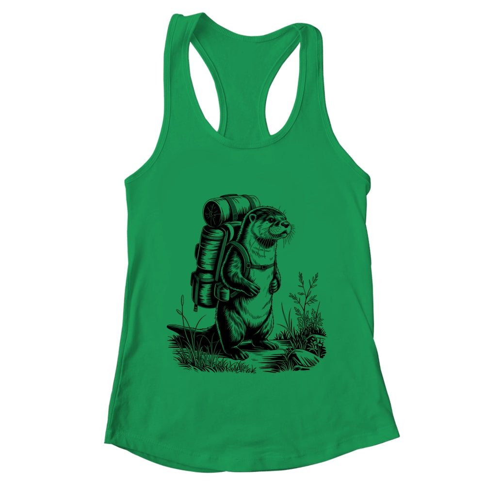 Hiking River Otter Backpacking Animals Funny Men Women Shirt & Tank Top | teecentury