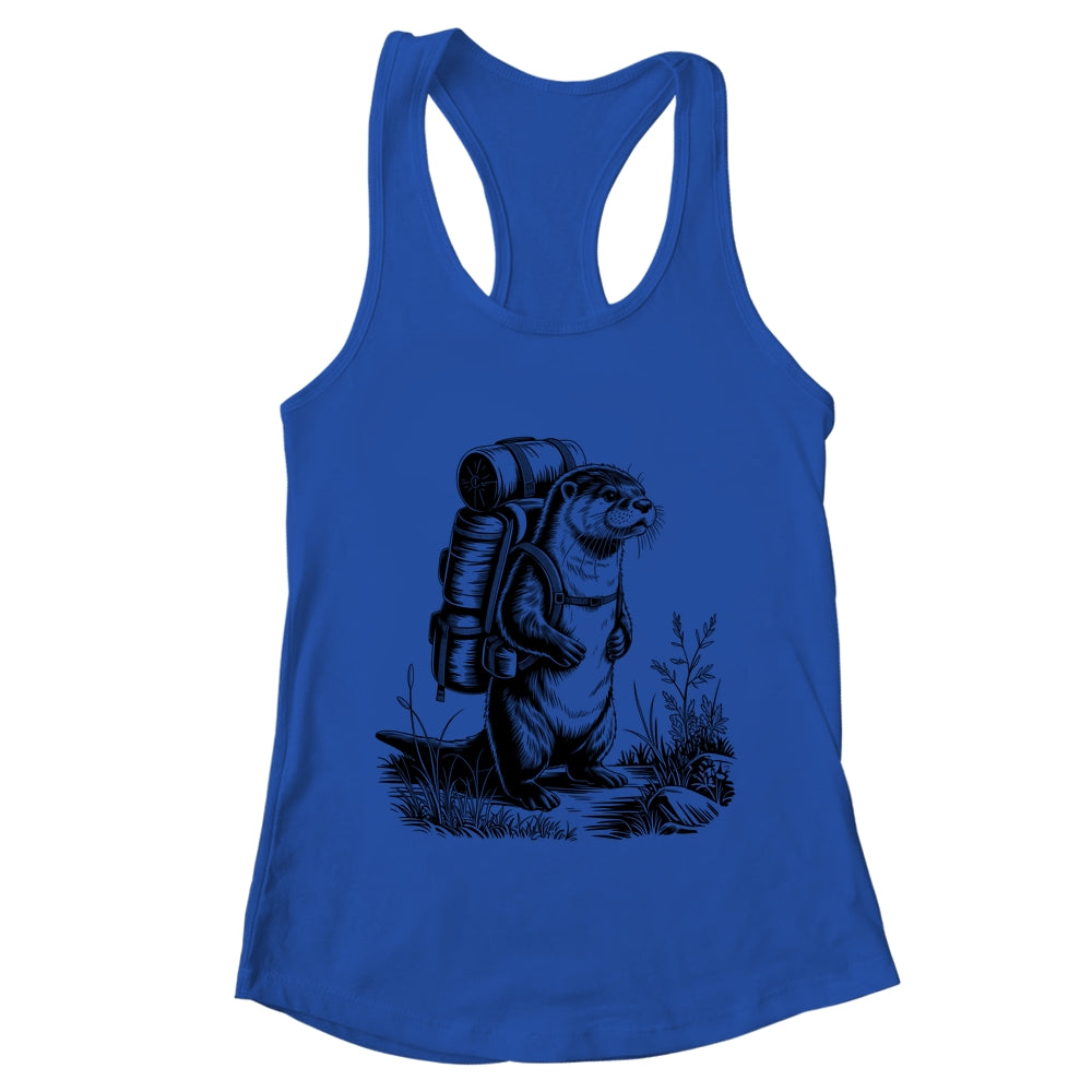 Hiking River Otter Backpacking Animals Funny Men Women Shirt & Tank Top | teecentury