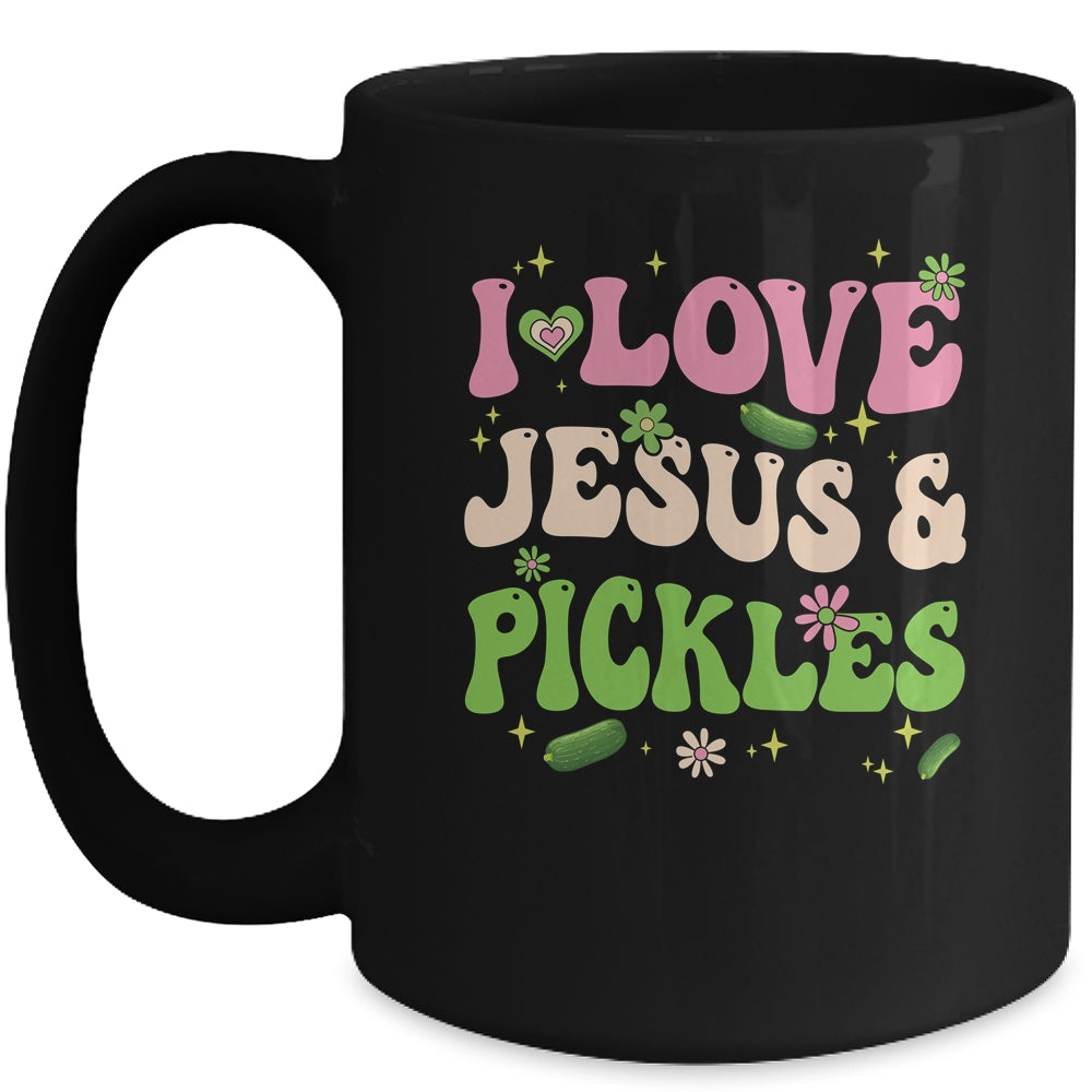 Hippie Groovy I Love Jesus Pickles Cucumber Vegetarian Mug | teecentury