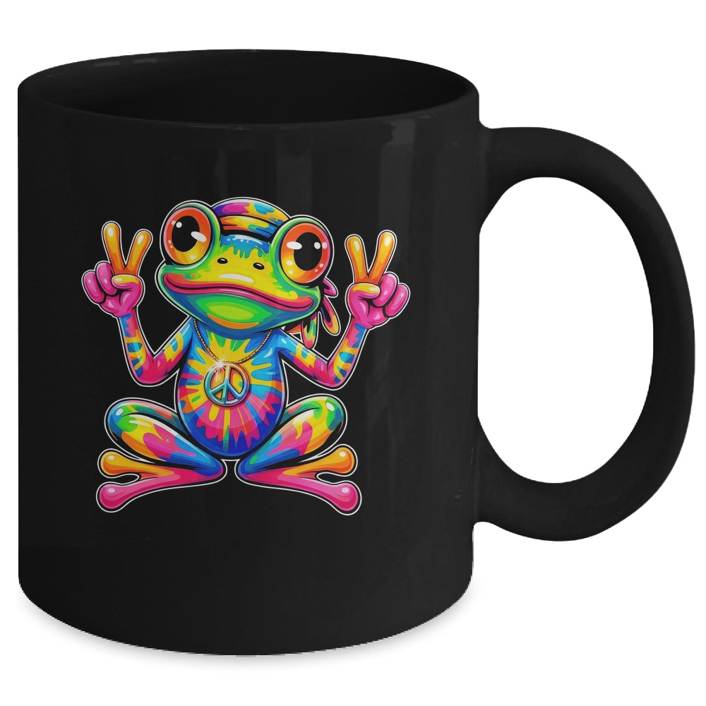 Hippie Tie Dye Frog 70s 60s Costume Peace Sign Men Women Mug | teecentury