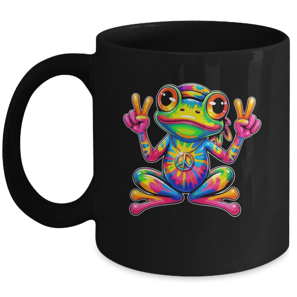 Hippie Tie Dye Frog 70s 60s Costume Peace Sign Men Women Mug | teecentury