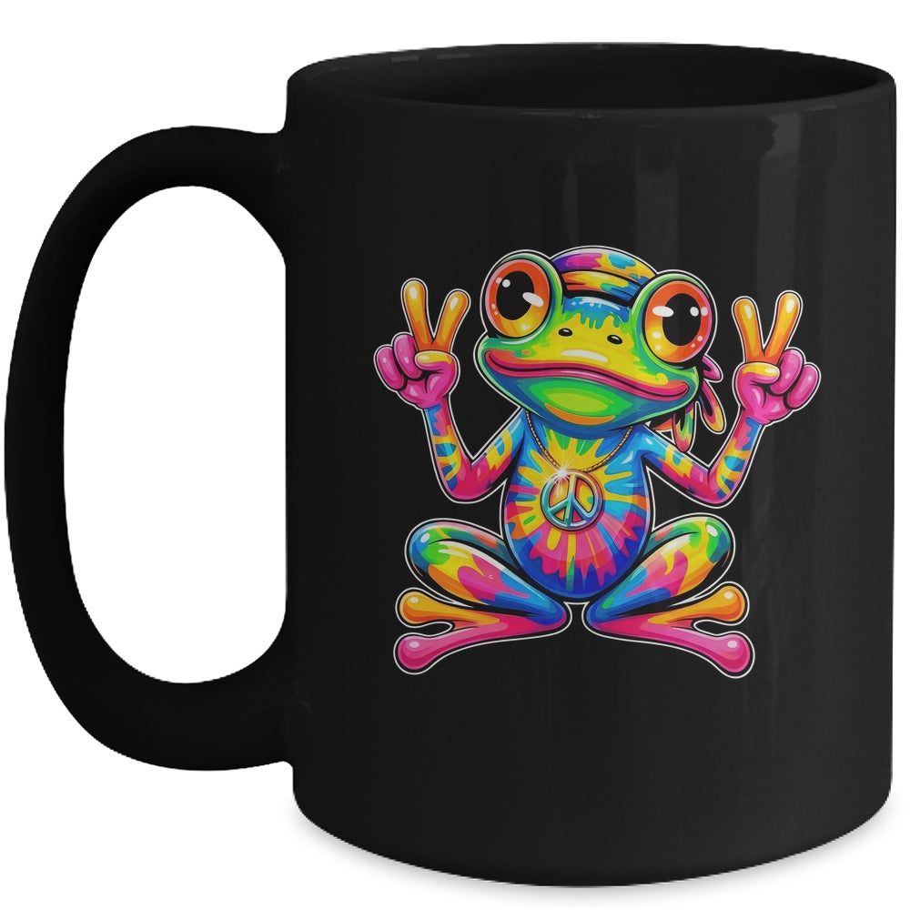 Hippie Tie Dye Frog 70s 60s Costume Peace Sign Men Women Mug | teecentury