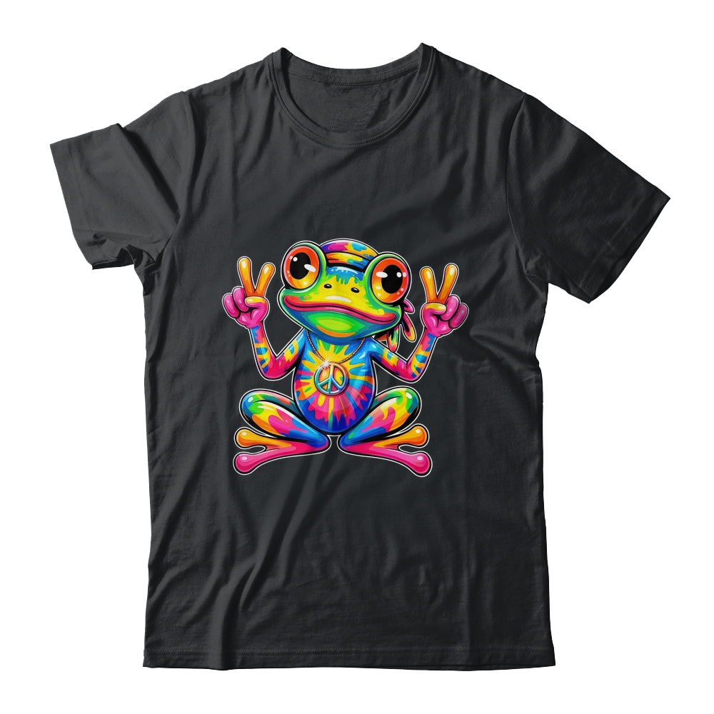 Hippie Tie Dye Frog 70s 60s Costume Peace Sign Men Women Shirt & Tank Top | teecentury