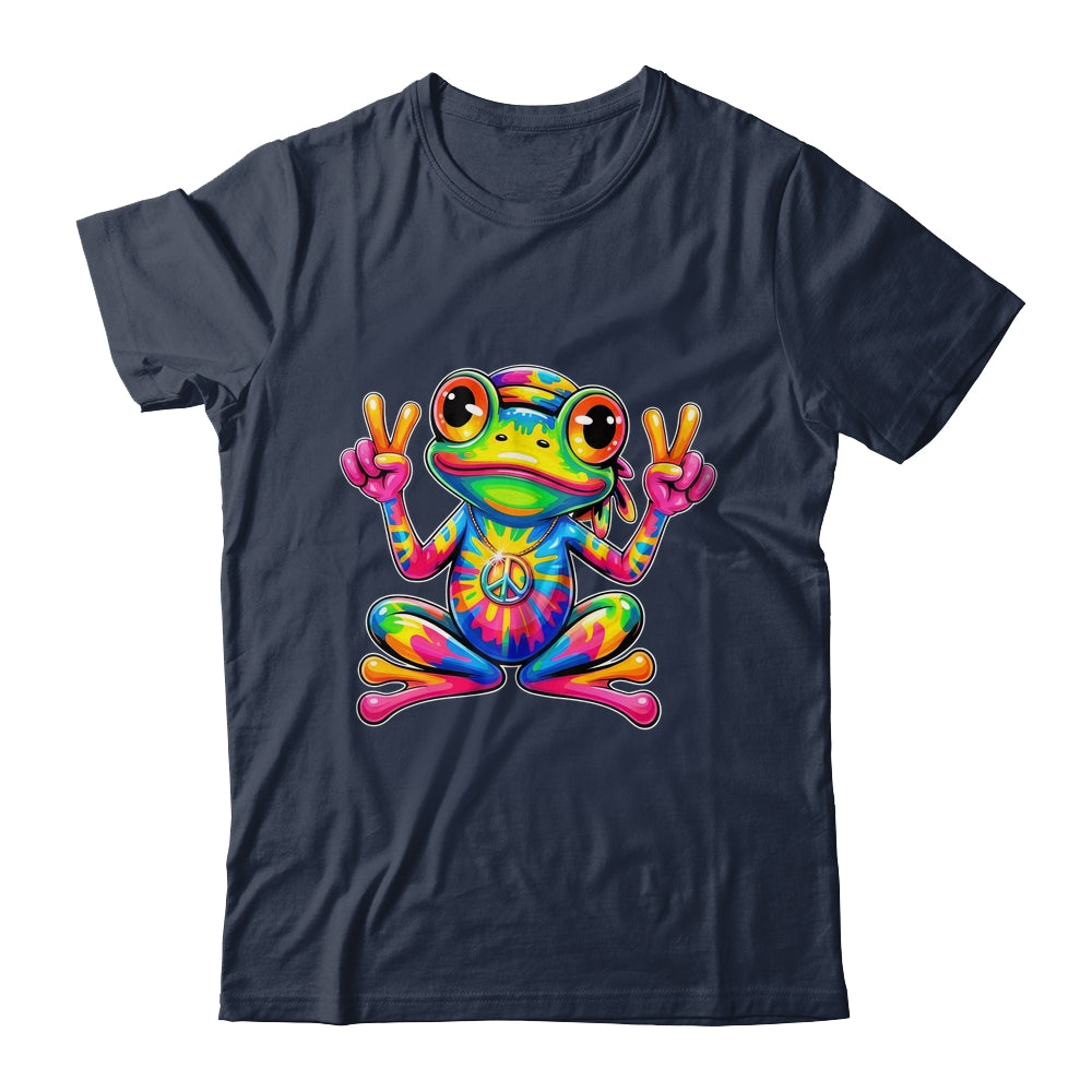 Hippie Tie Dye Frog 70s 60s Costume Peace Sign Men Women Shirt & Tank Top | teecentury