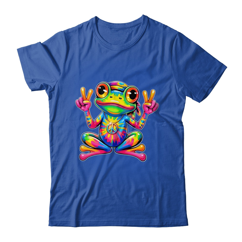 Hippie Tie Dye Frog 70s 60s Costume Peace Sign Men Women Shirt & Tank Top | teecentury