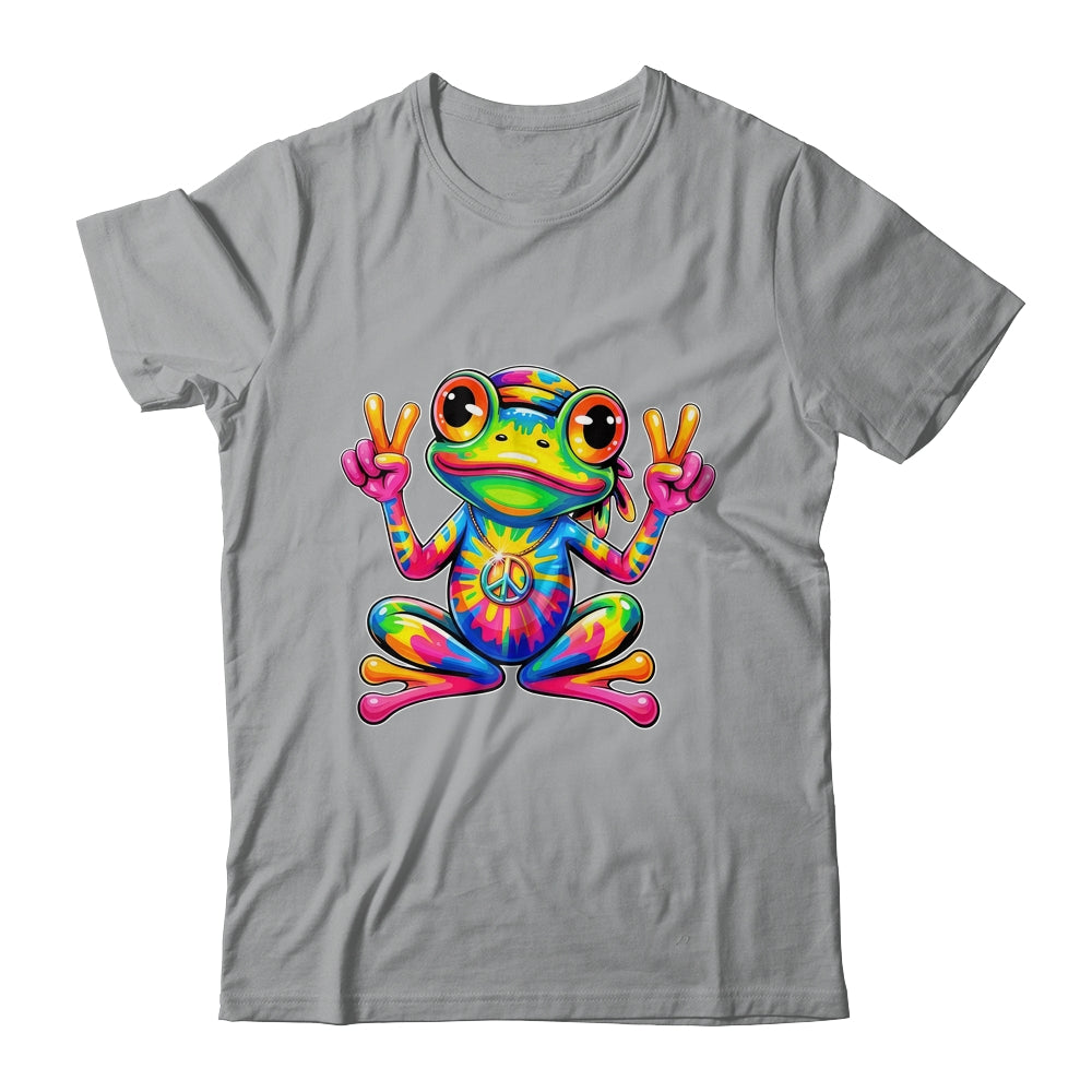 Hippie Tie Dye Frog 70s 60s Costume Peace Sign Men Women Shirt & Tank Top | teecentury
