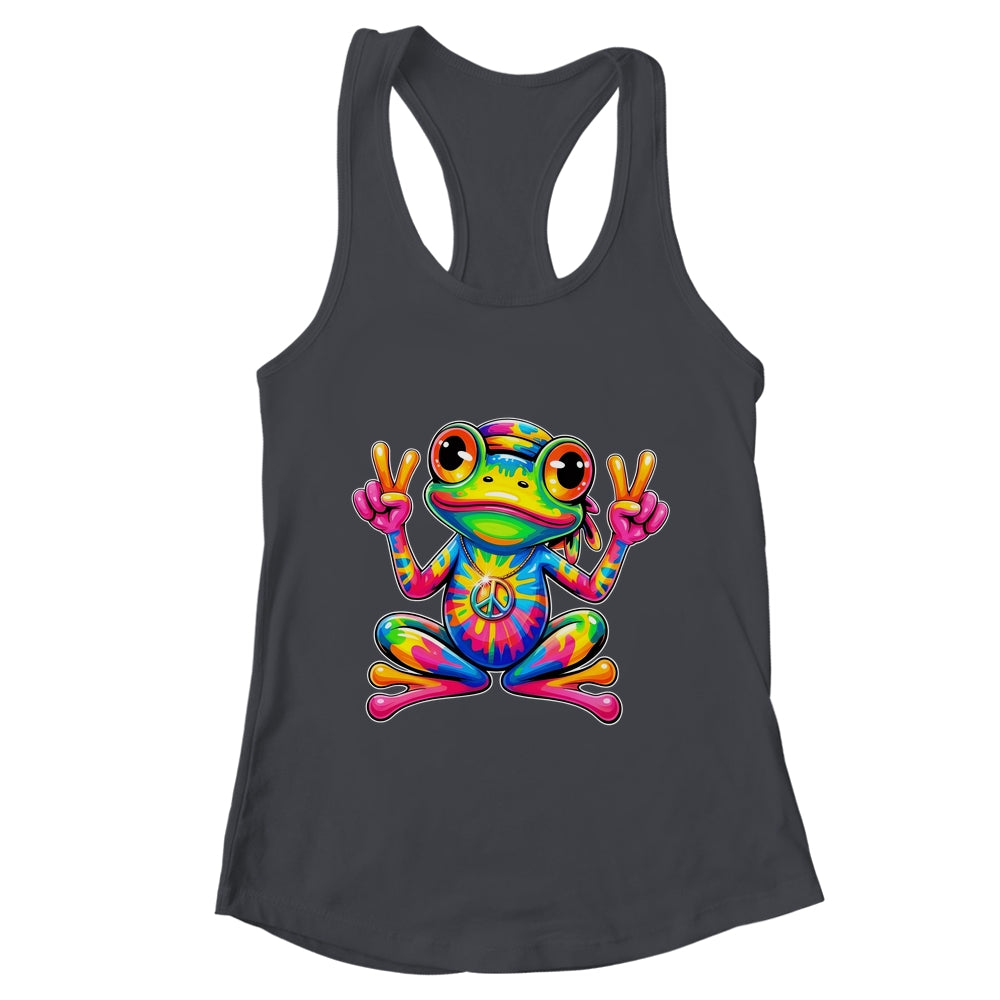 Hippie Tie Dye Frog 70s 60s Costume Peace Sign Men Women Shirt & Tank Top | teecentury