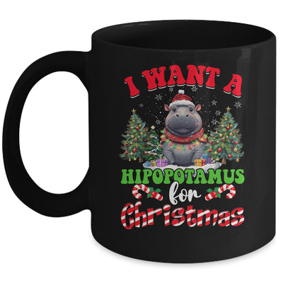 Hippo Xmas Tree Lights I Want A Hippopotamus For Christmas Mug | teecentury