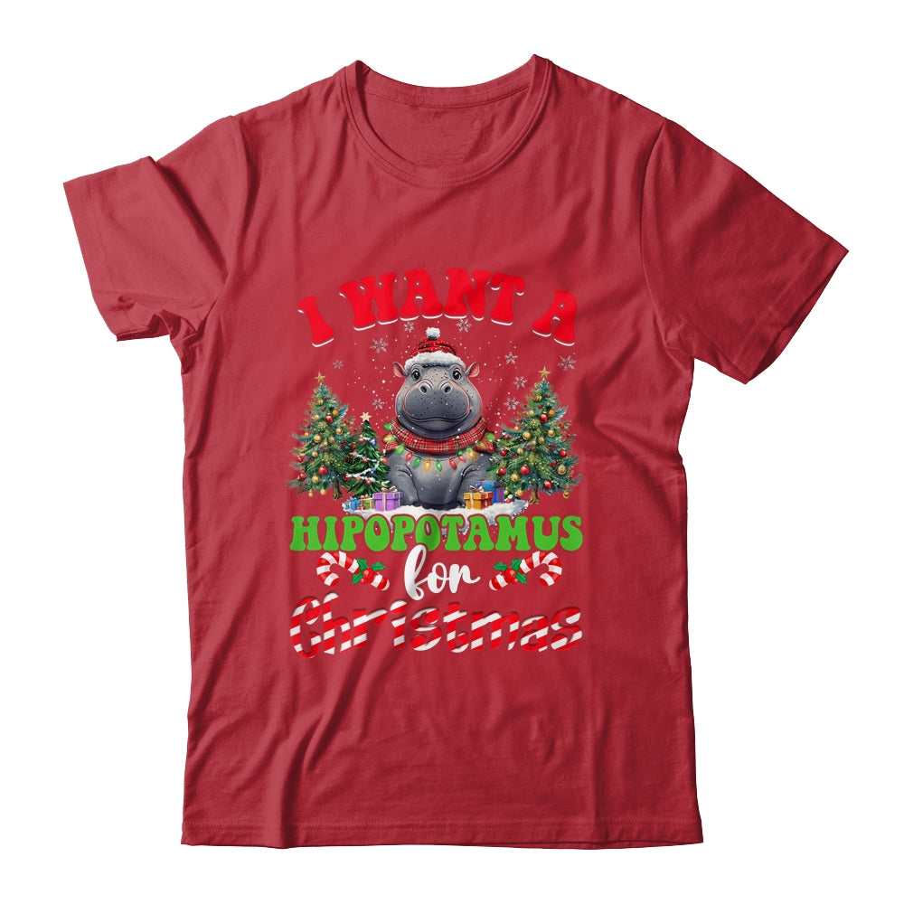 Hippo Xmas Tree Lights I Want A Hippopotamus For Christmas Shirt & Sweatshirt | teecentury
