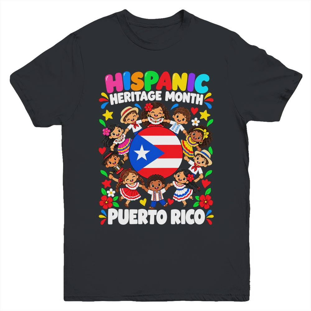 Hispanic Heritage Month Puerto Rico Flag Boys Girls Kids Youth Shirt | teecentury