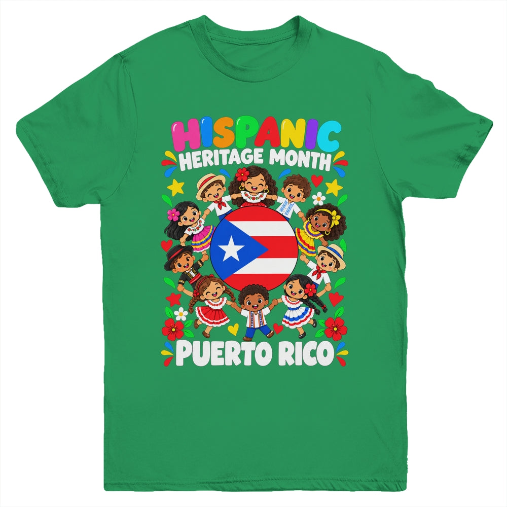 Hispanic Heritage Month Puerto Rico Flag Boys Girls Kids Youth Shirt | teecentury