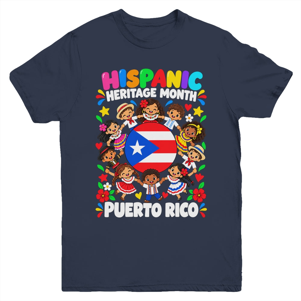 Hispanic Heritage Month Puerto Rico Flag Boys Girls Kids Youth Shirt | teecentury