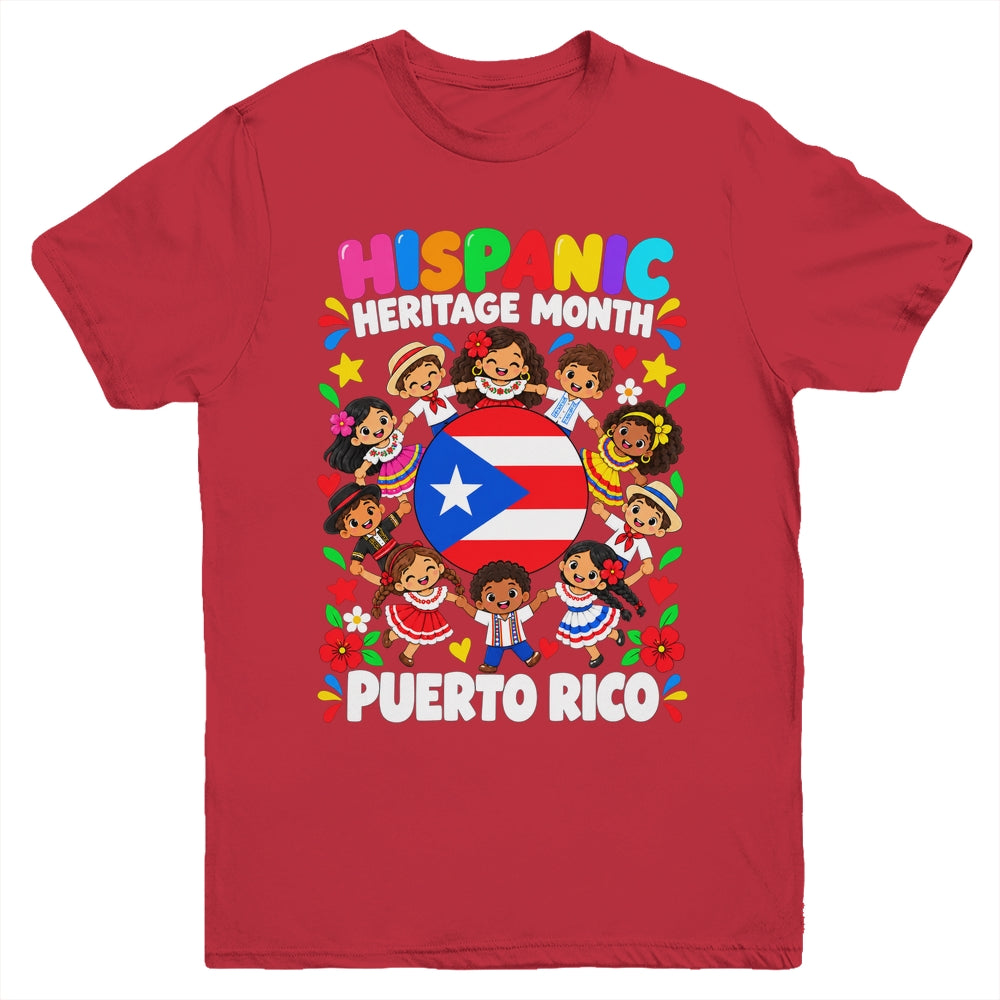 Hispanic Heritage Month Puerto Rico Flag Boys Girls Kids Youth Shirt | teecentury