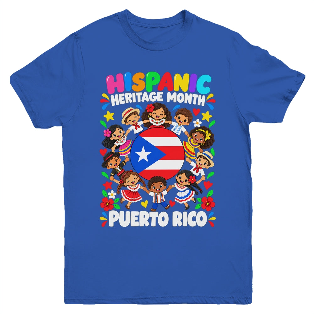 Hispanic Heritage Month Puerto Rico Flag Boys Girls Kids Youth Shirt | teecentury