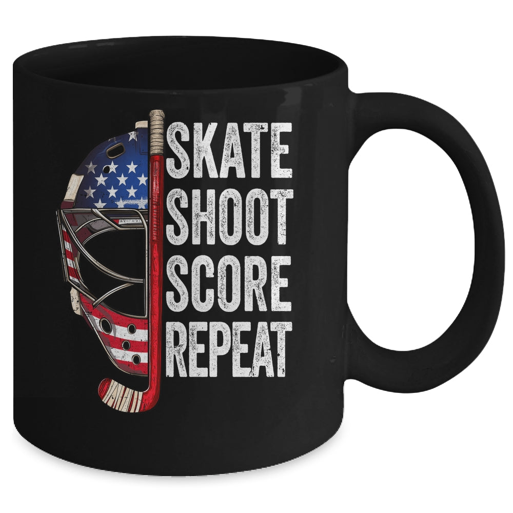 Hockey Player USA American Flag 4th Of July Men Women Kids Mug | teecentury